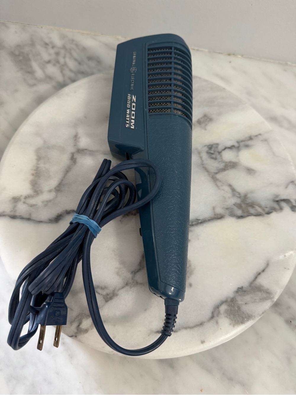 Vintage GE Zoom Hand-held Hairdryer-teal blue